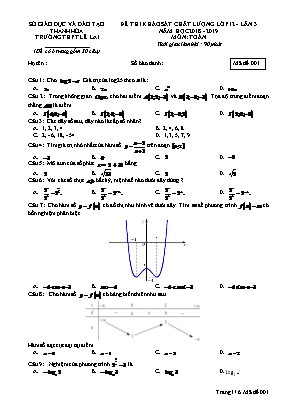 Đề thi khảo sát chất lượng lần 3 môn Toán Lớp 12 - Mã đề 001 - Năm học 2018-2019 - Trường THPT Lê Lai
